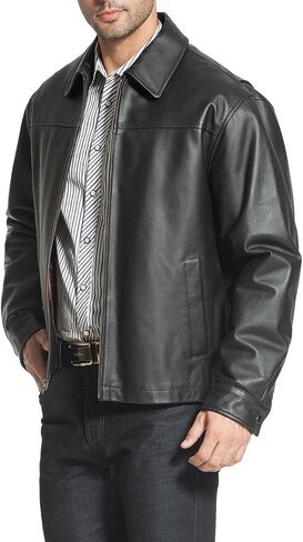 BGSD Men Greg Open Bottom Zip Front Leather Jacket (Regular and Tall) in Saudi Arabia
