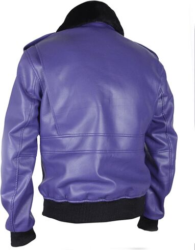 F&H Men's Henchman Goon Purple Bomber Faux Fur Collar Jacket in Saudi Arabia