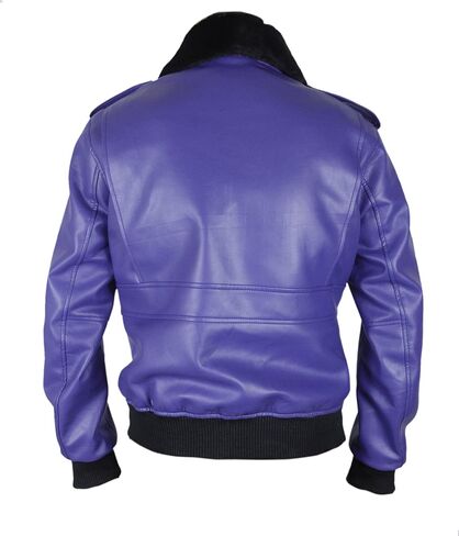 F&H Men's Henchman Goon Purple Bomber Faux Fur Collar Jacket in Saudi Arabia