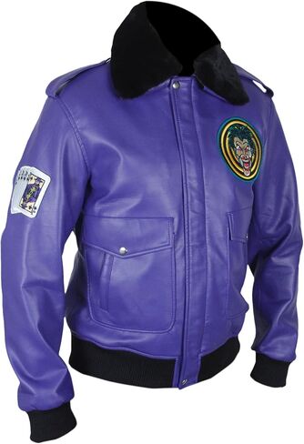 F&H Men's Henchman Goon Purple Bomber Faux Fur Collar Jacket in Saudi Arabia