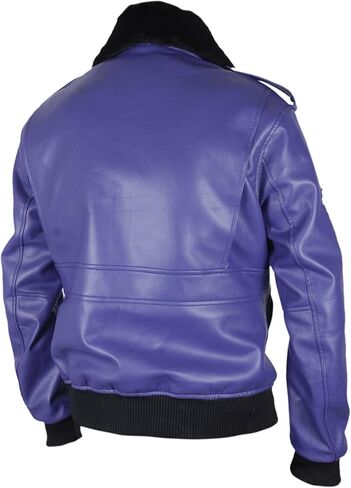 F&H Men's Henchman Goon Purple Bomber Faux Fur Collar Jacket in Saudi Arabia