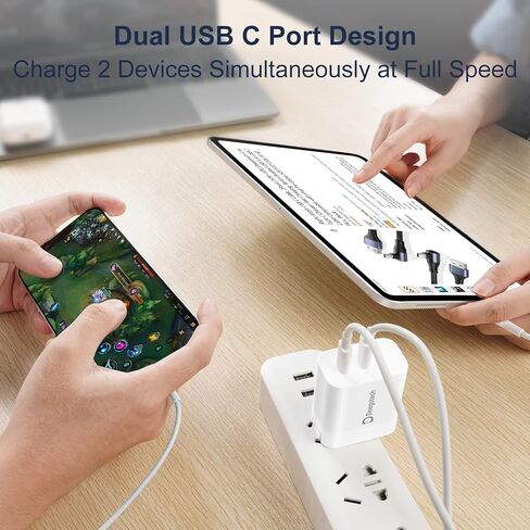 USB C Fast Charger, Deegotech 35W Dual USB-C Port Compact Power Adapter for iPhone 14 iPad MacBook Air,Foldable PPS PD Fast Charger Compatible with iPhone 14 Pro Max/13/12/11, iPad Pro in Kuwait
