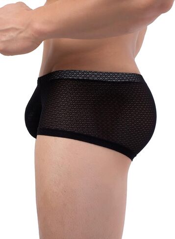 IKINGSKY Men's Lace Boxer Briefs See Through Bulge Shorts Underwear Sexy Semi Sheer Trunk Under Panties in Kuwait