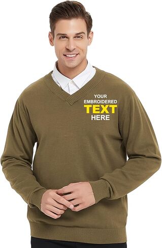 Custom Embroidered Sweater Monogrammed Men's Long Sleeve V-Neck Pullover in Saudi Arabia
