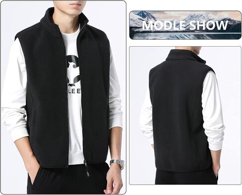 AIEOE Men's Fleece Vests Full-Zip Up Jackets Sleeveless Softshell Outerwear in Saudi Arabia