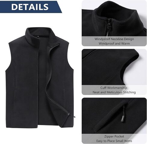 AIEOE Men's Fleece Vests Full-Zip Up Jackets Sleeveless Softshell Outerwear in Saudi Arabia