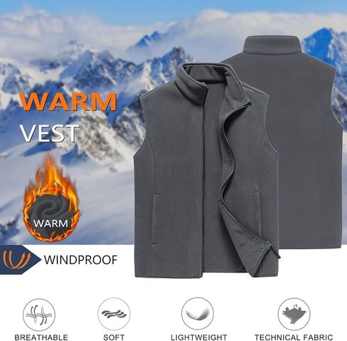 AIEOE Men's Fleece Vests Full-Zip Up Jackets Sleeveless Softshell Outerwear in Saudi Arabia