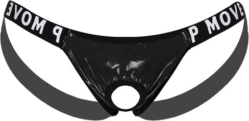 Daenrui Men's Shiny Metallic Low Rise Thongs Briefs Front Hole Jockstraps Underpants Backless G-String in Kuwait