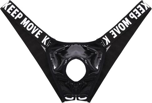 Daenrui Men's Shiny Metallic Low Rise Thongs Briefs Front Hole Jockstraps Underpants Backless G-String in Kuwait