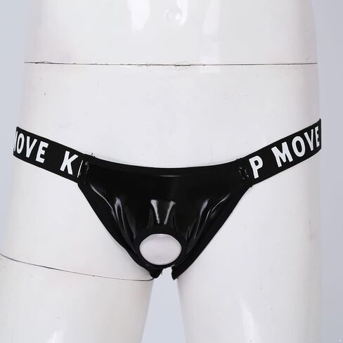 Daenrui Men's Shiny Metallic Low Rise Thongs Briefs Front Hole Jockstraps Underpants Backless G-String in Kuwait
