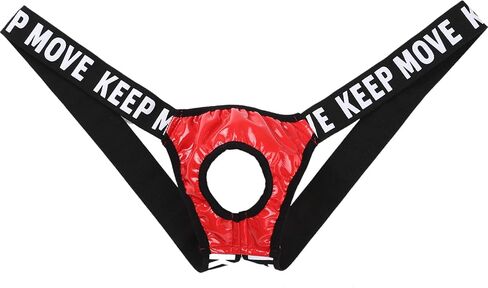 Daenrui Men's Shiny Metallic Low Rise Thongs Briefs Front Hole Jockstraps Underpants Backless G-String in Kuwait