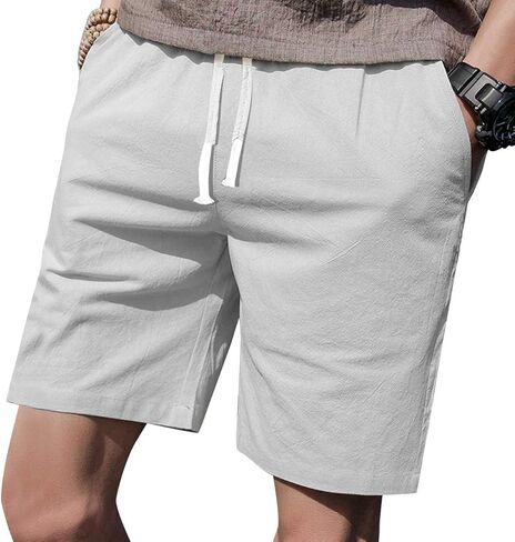 LTIFONE Mens Casual Shorts Elastic Waist 7" Inseam with Drawstring Slim Fit Summer Pants with Pockets(Light Grey,3XL) in Kuwait