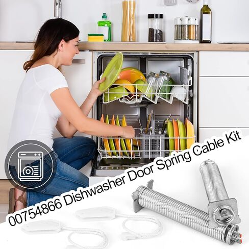 مجموعة كابلات زنبركية لباب غسالة الصحون 00754866 جديدة مطورة من الستانلس ستيل بديلة لبوش ثيرمادور غاغينو 00754866 00623540، 00627230، 00659339، 00751392، 3279707-ضمان لمدة عامين in Kuwait