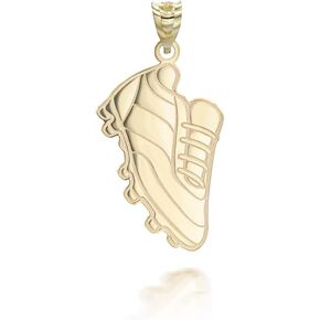 Sports Charm 10K Yellow Gold Personalized Name Football Boots Soccer Cleats Shoes Pendant Necklace with Rolo Chain and Pendant only in Saudi Arabia
