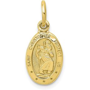 10k Yellow Gold Solid Catholic Patron Saint Christopher Brushed Matte Finish Pendant Charm - 20mm x 9mm in Saudi Arabia