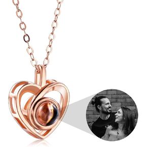 OTXIXTO Personalized Projection Picture Pendant 925 Sterling Silver Necklace Heart-Shaped Pendant Birthday Anniversary Jewelry Gifts for Her/Women/Mom/Girlfriend in Saudi Arabia