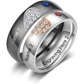 Personalized Couples Rings Set for Him and Her Promise Rings for Couples Free Engraving Custom Name Stainless Steel Engagement Rings for Couples Valentines Day in Kuwait