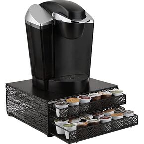 Mind Reader Single Serve Coffee Pod Drawer, 36 Pod Capacity, Countertop Organizer, Removable Dividers, Metal, Black in Kuwait
