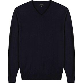 Krumba Men's Cotton Oversized V-Neck Classical Pull-On Sweater