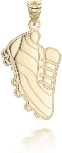Sports Charm 10K Yellow Gold Personalized Name Football Boots Soccer Cleats Shoes Pendant Necklace with Rolo Chain and Pendant only in Saudi Arabia