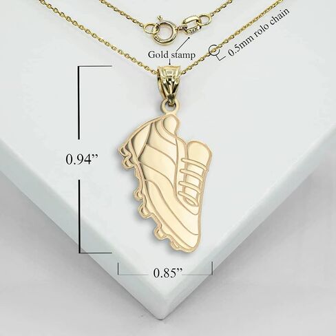 Sports Charm 10K Yellow Gold Personalized Name Football Boots Soccer Cleats Shoes Pendant Necklace with Rolo Chain and Pendant only in Saudi Arabia