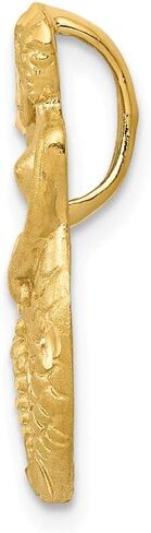 Solid 14k Yellow Gold Diamond-cut Open-Backed Mermaid Brushed Matte Finish Pendant Charm - 21mm x 12mm in Saudi Arabia