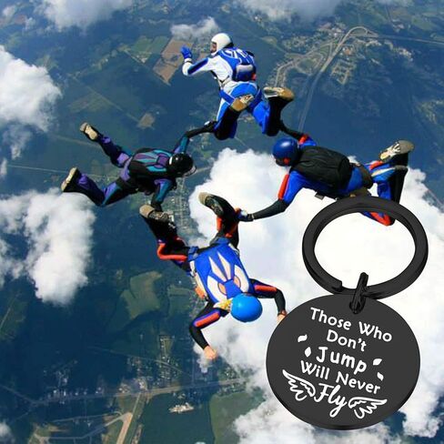هدايا PLITI Skydiver لأولئك الذين لا يقفزون لن يطيروا أبدًا سلسلة مفاتيح القفز بالمظلات هدايا ملهمة للرجال in Kuwait