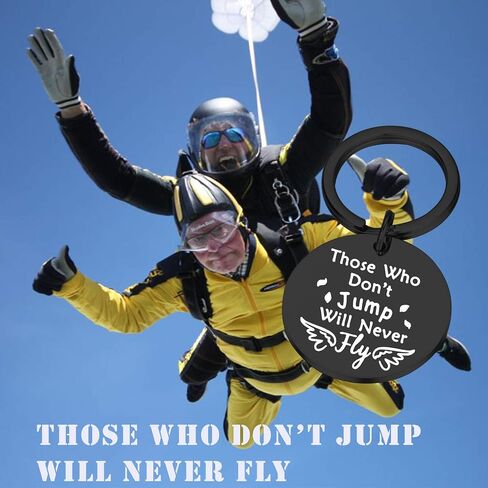 هدايا PLITI Skydiver لأولئك الذين لا يقفزون لن يطيروا أبدًا سلسلة مفاتيح القفز بالمظلات هدايا ملهمة للرجال in Kuwait