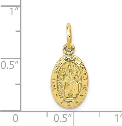 10k Yellow Gold Solid Catholic Patron Saint Christopher Brushed Matte Finish Pendant Charm - 20mm x 9mm in Saudi Arabia