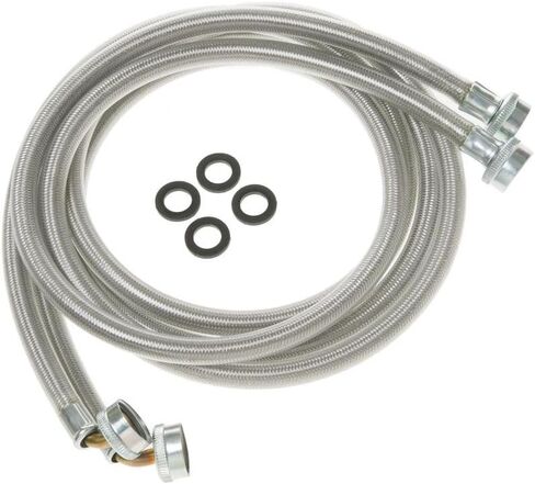 GE WX14X10011 Washing Machine Universal 6’ Stainless Steel 90° Elbow – 2 Hose Package in Saudi Arabia