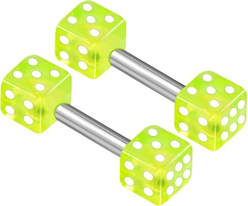 2PCS Stainless Steel Straight Barbell 16 gauge 1/4 6mm 3mm Dice Cartilage Earrings Eyebrow Piercing Jewelry See More Colors in Saudi Arabia