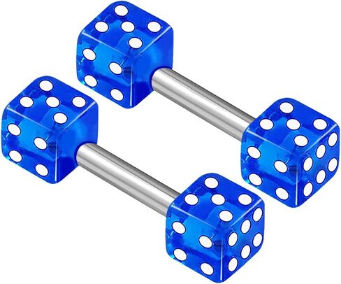 2PCS Stainless Steel Straight Barbell 16 gauge 1/4 6mm 3mm Dice Cartilage Earrings Eyebrow Piercing Jewelry See More Colors in Saudi Arabia