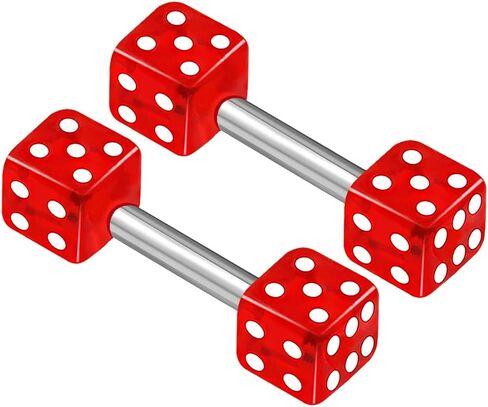 2PCS Stainless Steel Straight Barbell 16 gauge 1/4 6mm 3mm Dice Cartilage Earrings Eyebrow Piercing Jewelry See More Colors in Saudi Arabia