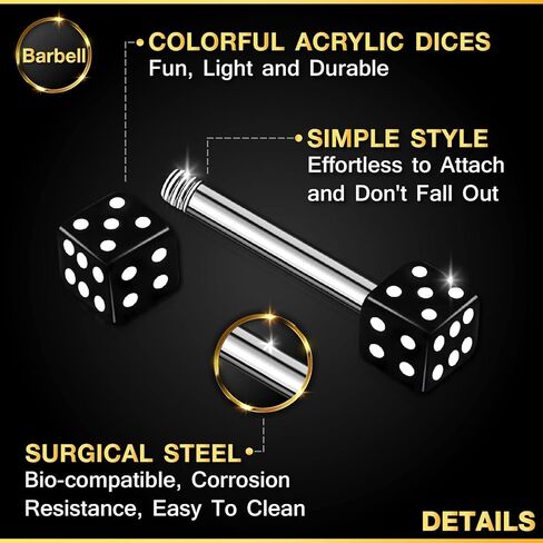 2 قطعة الفولاذ المقاوم للصدأ مستقيم الحديد 16 قياس 1/4 6 مللي متر 3 مللي متر النرد الغضروف أقراط الحاجب ثقب المجوهرات رؤية المزيد من الألوان in Kuwait