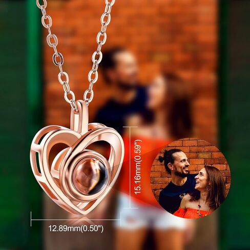 OTXIXTO Personalized Projection Picture Pendant 925 Sterling Silver Necklace Heart-Shaped Pendant Birthday Anniversary Jewelry Gifts for Her/Women/Mom/Girlfriend in Saudi Arabia