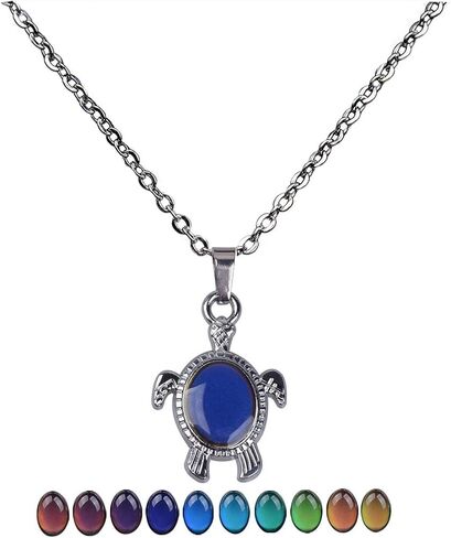 3pcs Temperature Sensing Color Changing Mood Necklace Set Turtle Butterfly Love Heart Shape Pendant Control Emotion Feeling Romantic Stainless Steel Chain Jewelry in Saudi Arabia