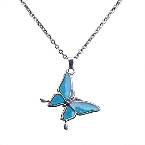 3pcs Temperature Sensing Color Changing Mood Necklace Set Turtle Butterfly Love Heart Shape Pendant Control Emotion Feeling Romantic Stainless Steel Chain Jewelry in Saudi Arabia