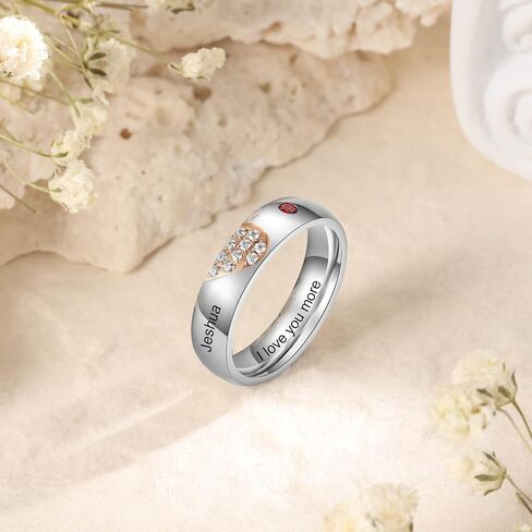 Personalized Couples Rings Set for Him and Her Promise Rings for Couples Free Engraving Custom Name Stainless Steel Engagement Rings for Couples Valentines Day in Saudi Arabia