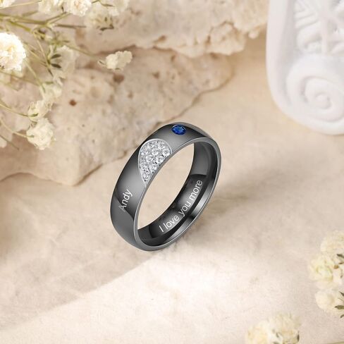 Personalized Couples Rings Set for Him and Her Promise Rings for Couples Free Engraving Custom Name Stainless Steel Engagement Rings for Couples Valentines Day in Saudi Arabia
