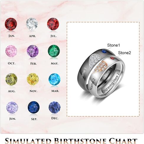 Personalized Couples Rings Set for Him and Her Promise Rings for Couples Free Engraving Custom Name Stainless Steel Engagement Rings for Couples Valentines Day in Saudi Arabia