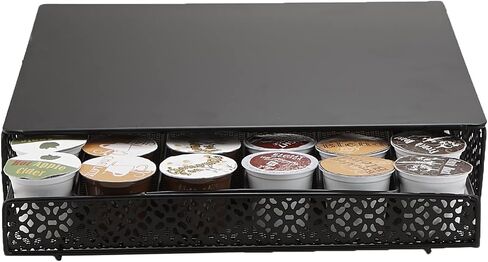 Mind Reader Single Serve Coffee Pod Drawer, 36 Pod Capacity, Countertop Organizer, Metal, 12.75" L x 13" W x 3" H, Black in Kuwait