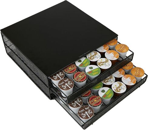 Mind Reader Single Serve Coffee Pod Drawer, 36 Pod Capacity, Countertop Organizer, Metal, 12.75" L x 13" W x 3" H, Black in Kuwait