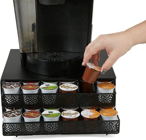 Mind Reader Single Serve Coffee Pod Drawer, 36 Pod Capacity, Countertop Organizer, Metal, 12.75" L x 13" W x 3" H, Black in Kuwait