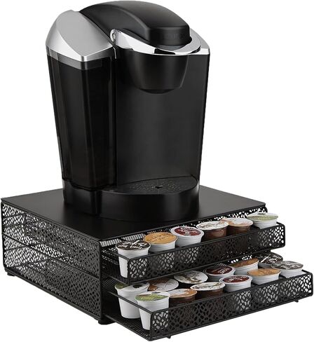 Mind Reader Single Serve Coffee Pod Drawer, 36 Pod Capacity, Countertop Organizer, Metal, 12.75" L x 13" W x 3" H, Black in Kuwait