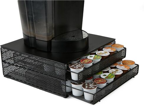 Mind Reader Single Serve Coffee Pod Drawer, 36 Pod Capacity, Countertop Organizer, Metal, 12.75" L x 13" W x 3" H, Black in Kuwait