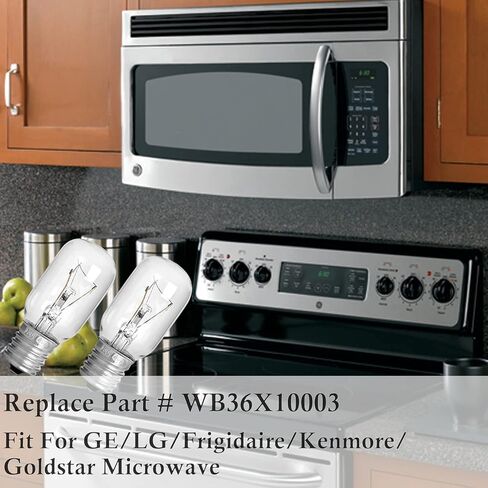 2 قطعة لمبة الميكروويف GE WB36X10003-125V 40W مصباح فرن الميكروويف لـ GE LG Frigidaire Kenmore ميكروويف، نوع عالمي لمصباح ضوء الموقد استبدال E17 تطبيقات المقبس الأساسي in Saudi Arabia