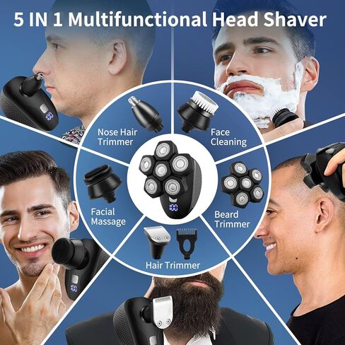 Zesuti Head Shavers for Bald Men,Electric Razor for Man Waterproof Head Razors Cordless Hair Trimmer Rechargeable Rotary Shaver Grooming Kit with Storage Case LED Display in Kuwait