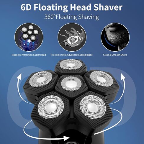 Zesuti Head Shavers for Bald Men,Electric Razor for Man Waterproof Head Razors Cordless Hair Trimmer Rechargeable Rotary Shaver Grooming Kit with Storage Case LED Display in Kuwait