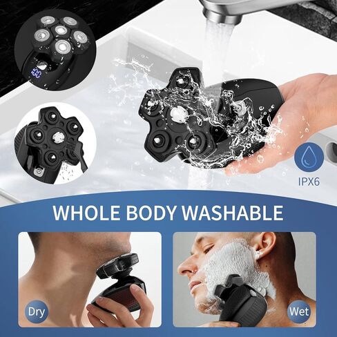 Zesuti Head Shavers for Bald Men,Electric Razor for Man Waterproof Head Razors Cordless Hair Trimmer Rechargeable Rotary Shaver Grooming Kit with Storage Case LED Display in Kuwait
