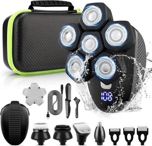 Zesuti Head Shavers for Bald Men,Electric Razor for Man Waterproof Head Razors Cordless Hair Trimmer Rechargeable Rotary Shaver Grooming Kit with Storage Case LED Display in Kuwait